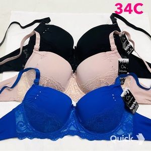 34C - NWT 3 pc Lace Contour Bras